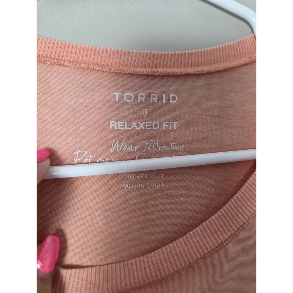 Torrid Relaxed Fit Orange Peach Short Sleeve Pocket Tee Shirt Plus Size 3X - Picture 3 of 4